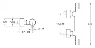 Смеситель для душа термостатический  Jacob Delafon Toobi E8991-CP